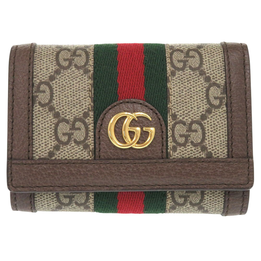 GUCCI Tri-fold wallet 644334 GG Supreme canvas, leather beige Ofidia
