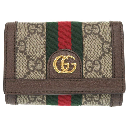 GUCCI Tri-fold wallet 644334 GG Supreme canvas, leather beige Ofidia