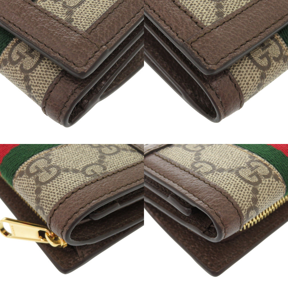 GUCCI Tri-fold wallet 644334 GG Supreme canvas, leather beige Ofidia