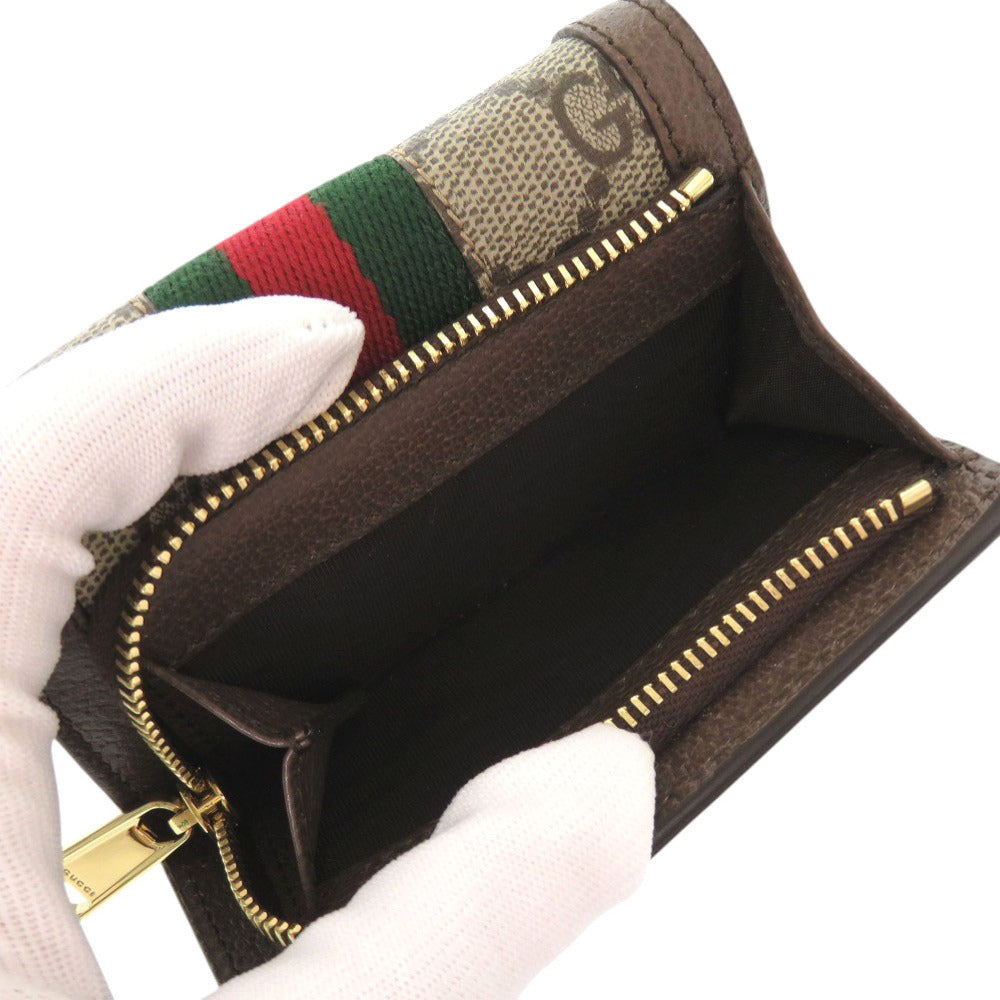 GUCCI Tri-fold wallet 644334 GG Supreme canvas, leather beige Ofidia