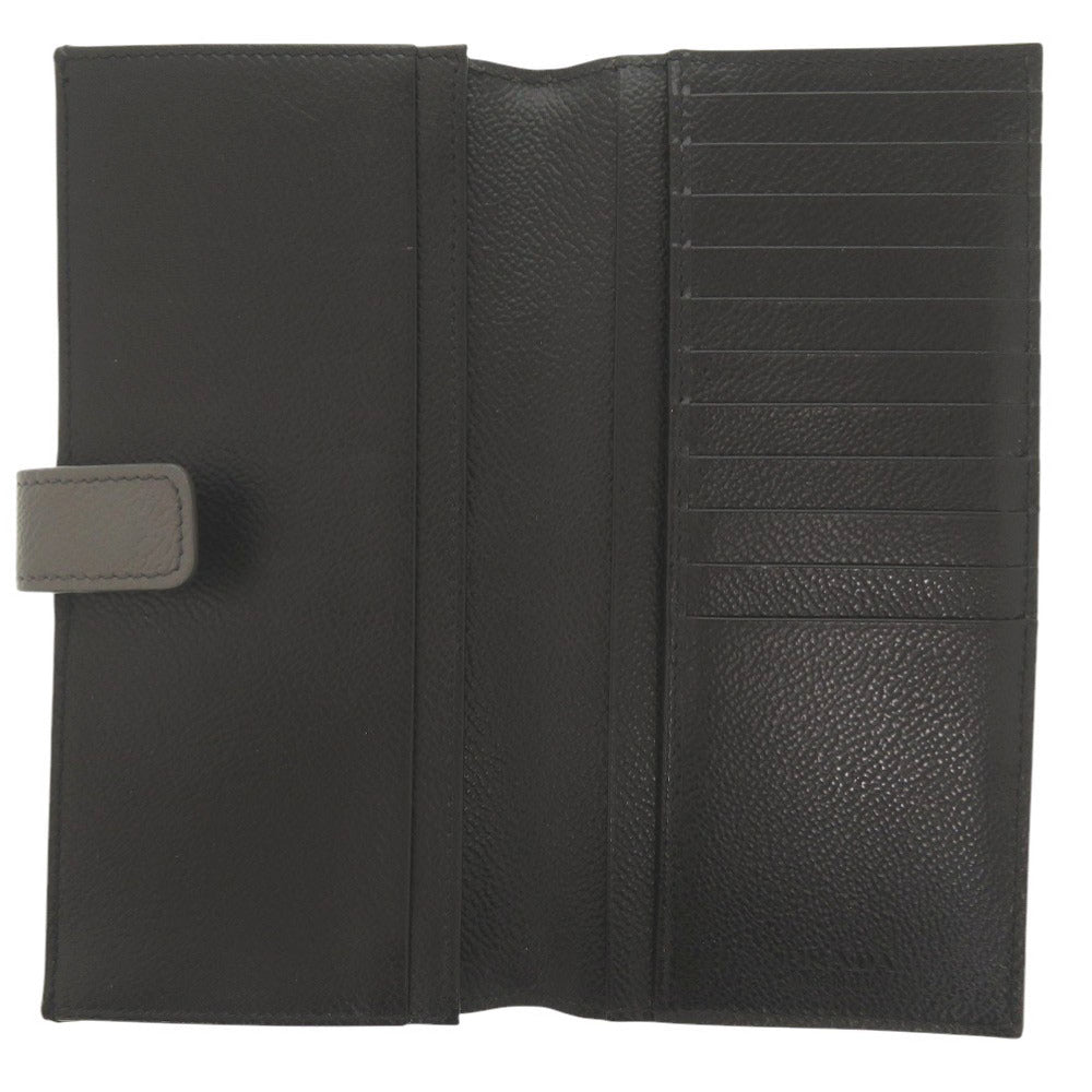 PRADA Long Wallet Purse leather gray Bifold Wallet mens Used Authentic