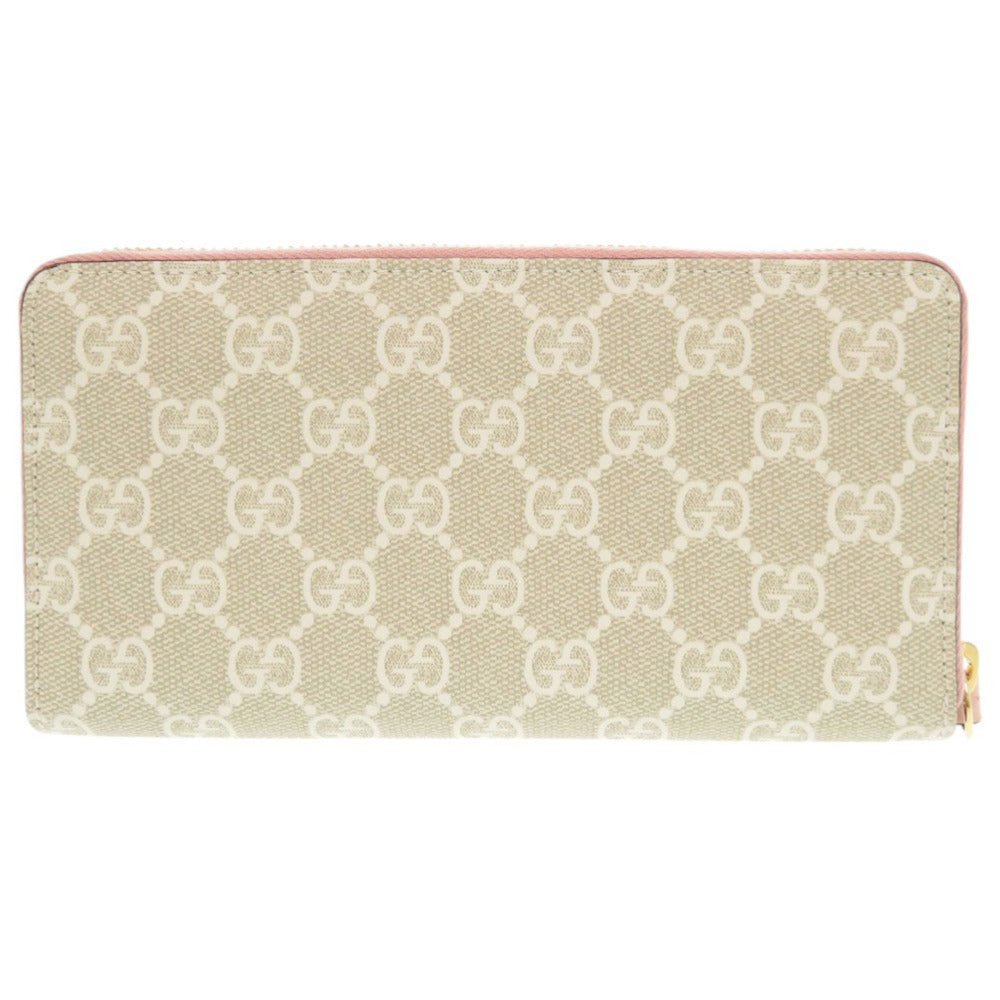 GUCCI Long Wallet Purse 456117 GG Supreme canvas, leather Light pink Double G Bicolor Zip Around Wallet