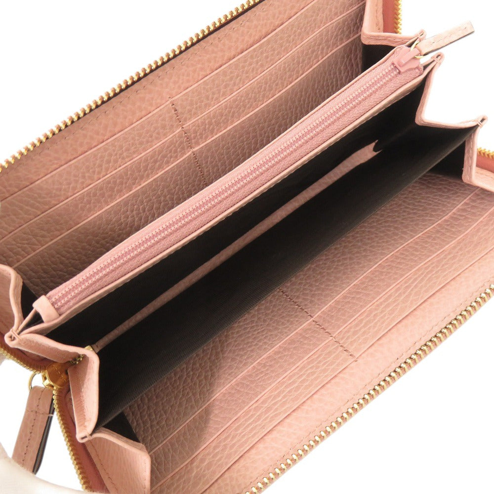 GUCCI Long Wallet Purse 456117 GG Supreme canvas, leather Light pink Double G Bicolor Zip Around Wallet