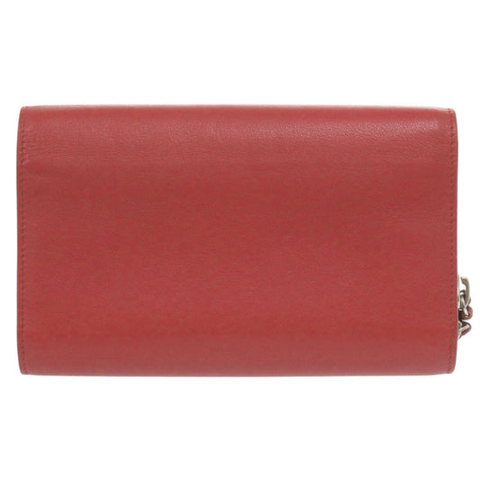 BALENCIAGA Long Wallet Purse 371661 Calfskin Red Women Used Authentic