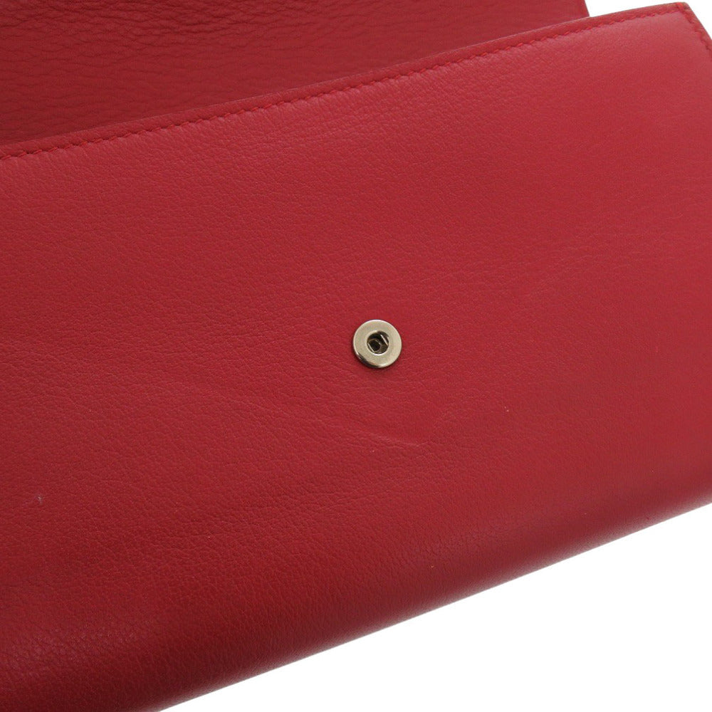 BALENCIAGA Long Wallet Purse 371661 Calfskin Red Women Used Authentic