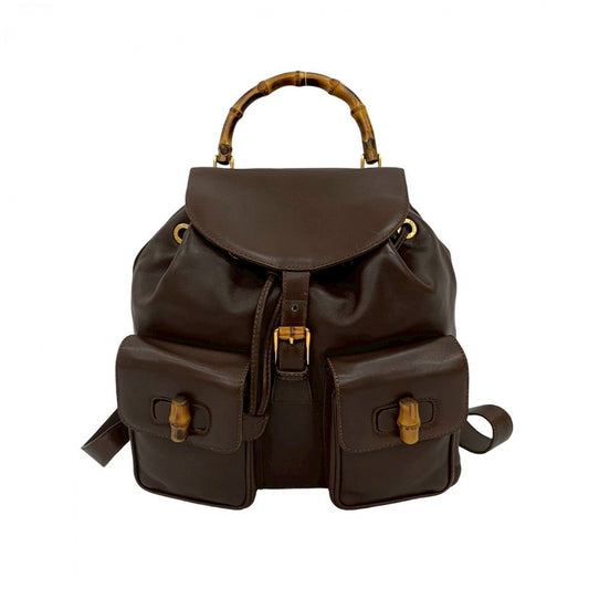 GUCCI Backpack leather Brown Bamboo