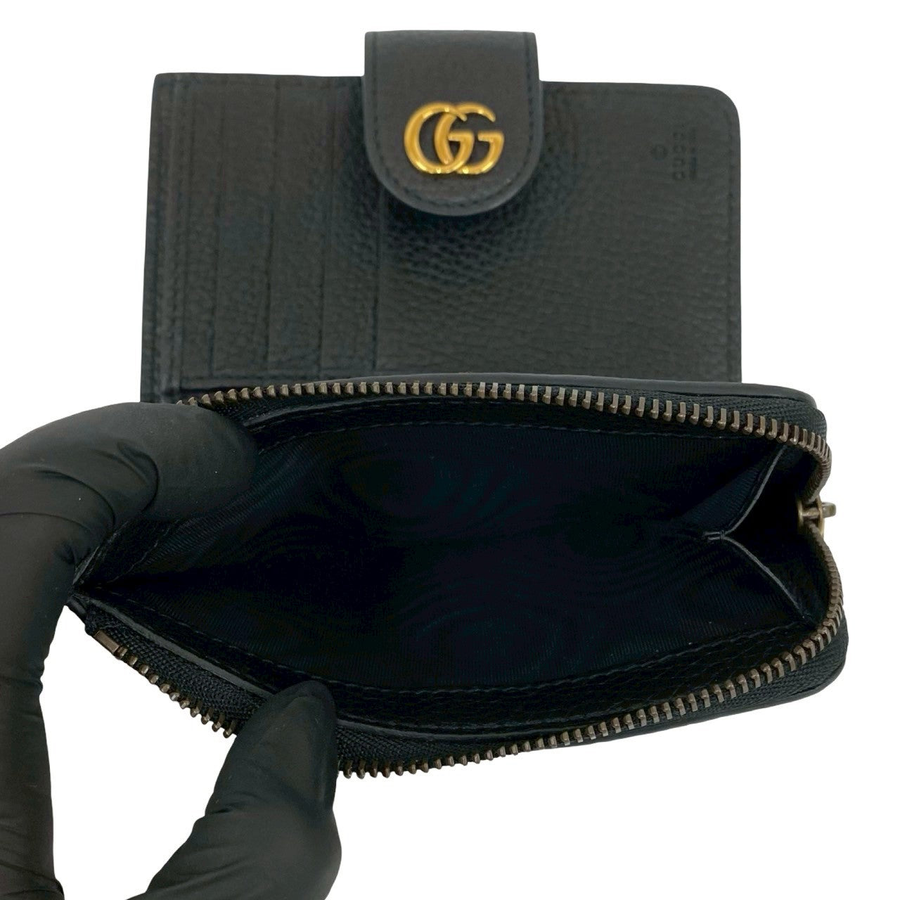 GUCCI Bifold Wallet leather black Bamboo Medium wallet