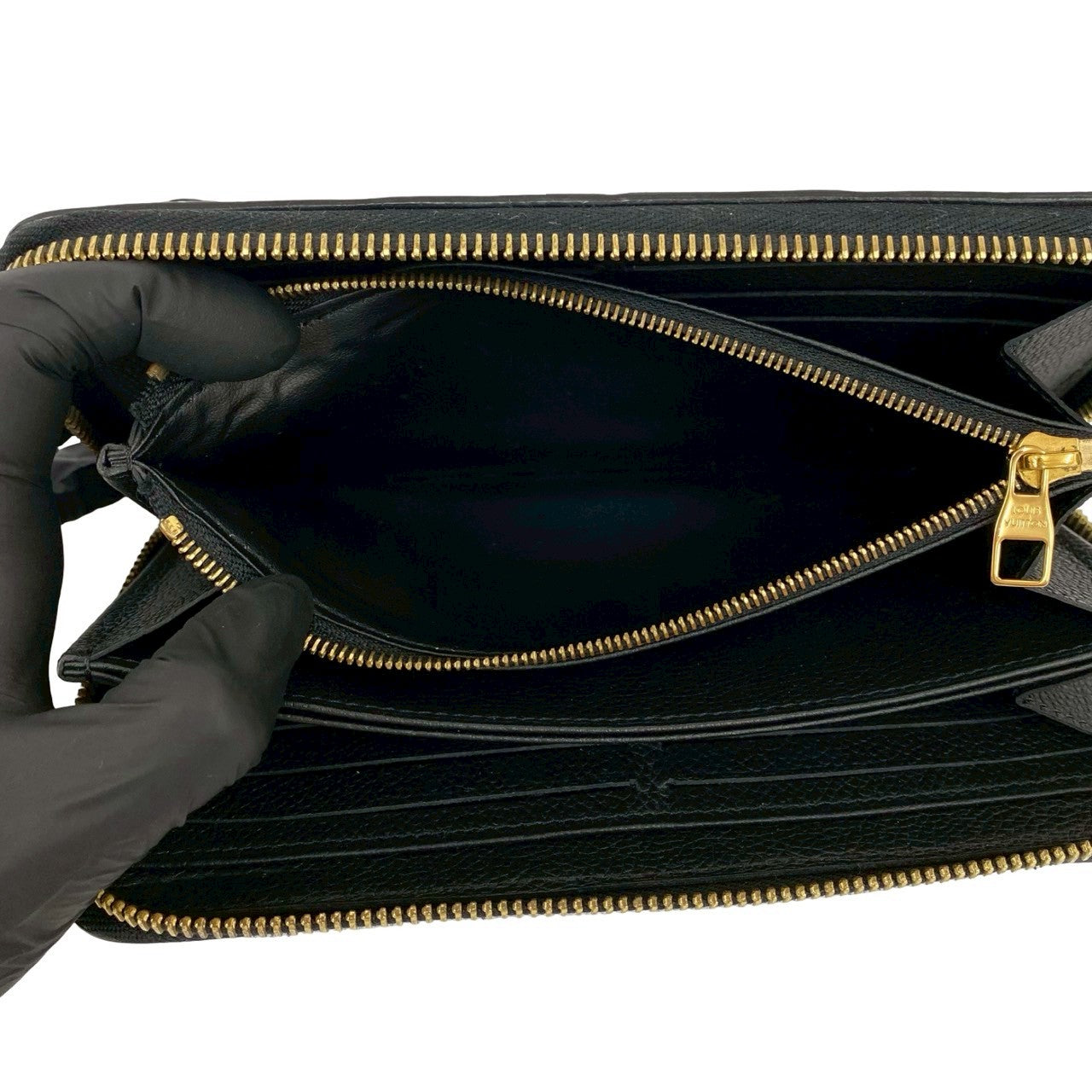 LOUIS VUITTON Long Wallet Purse leather black Monogram Ann Platt Zippy wallet