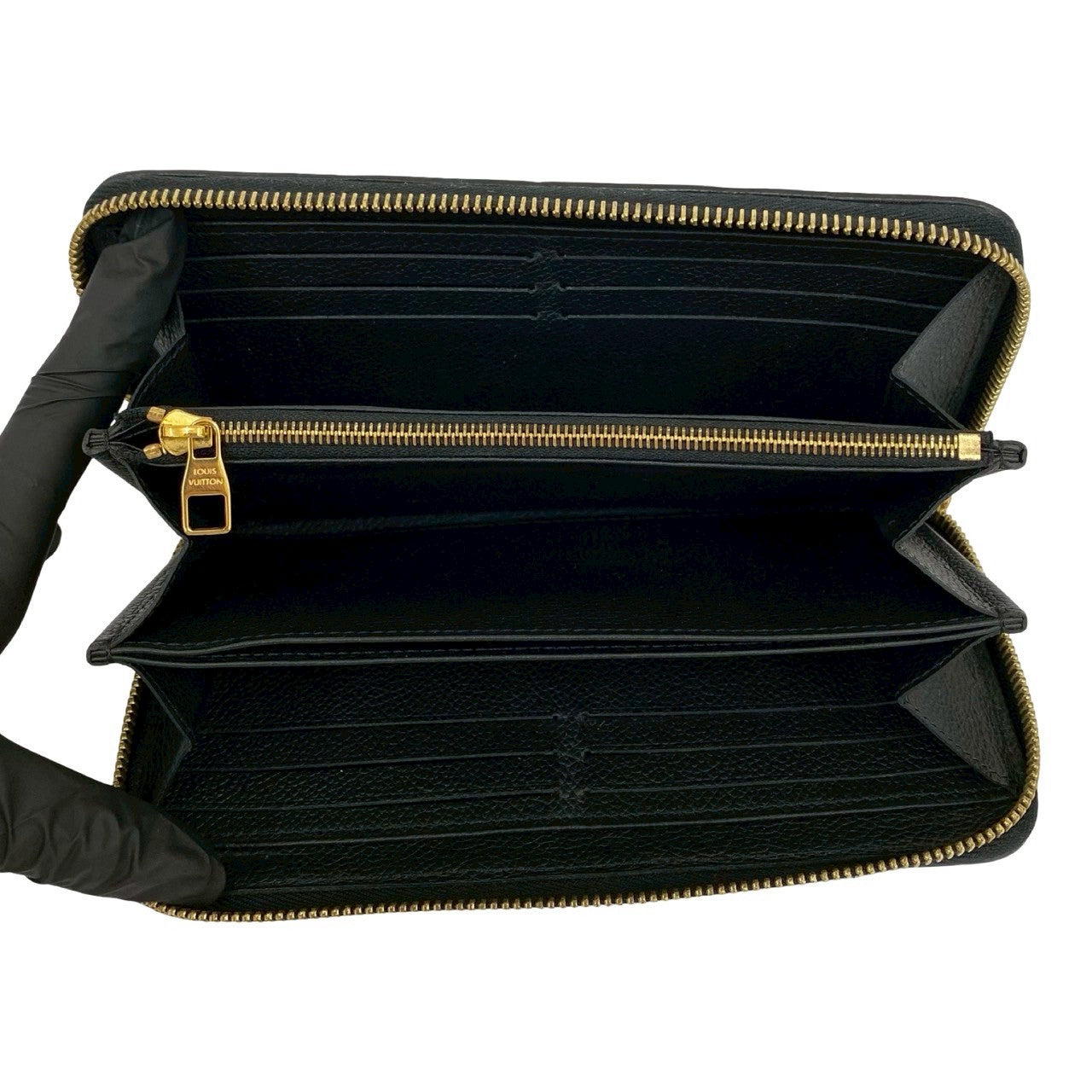 LOUIS VUITTON Long Wallet Purse leather black Monogram Ann Platt Zippy wallet