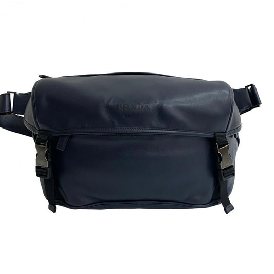 PRADA Shoulder Bag leather Navy