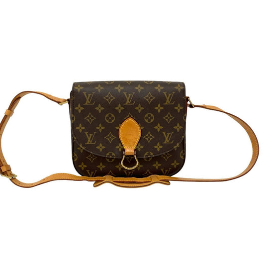 LOUIS VUITTON Shoulder Bag leather Brown Monogram Saint-Cloud