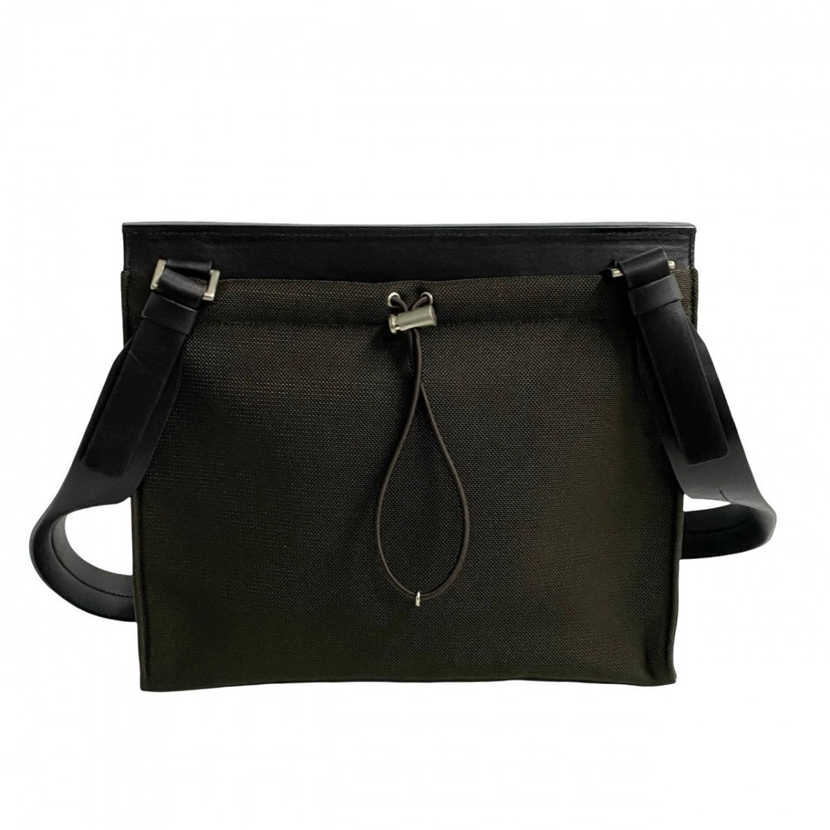 PRADA Shoulder Bag Leather, Nylon black PRADA logo Women Used Authentic