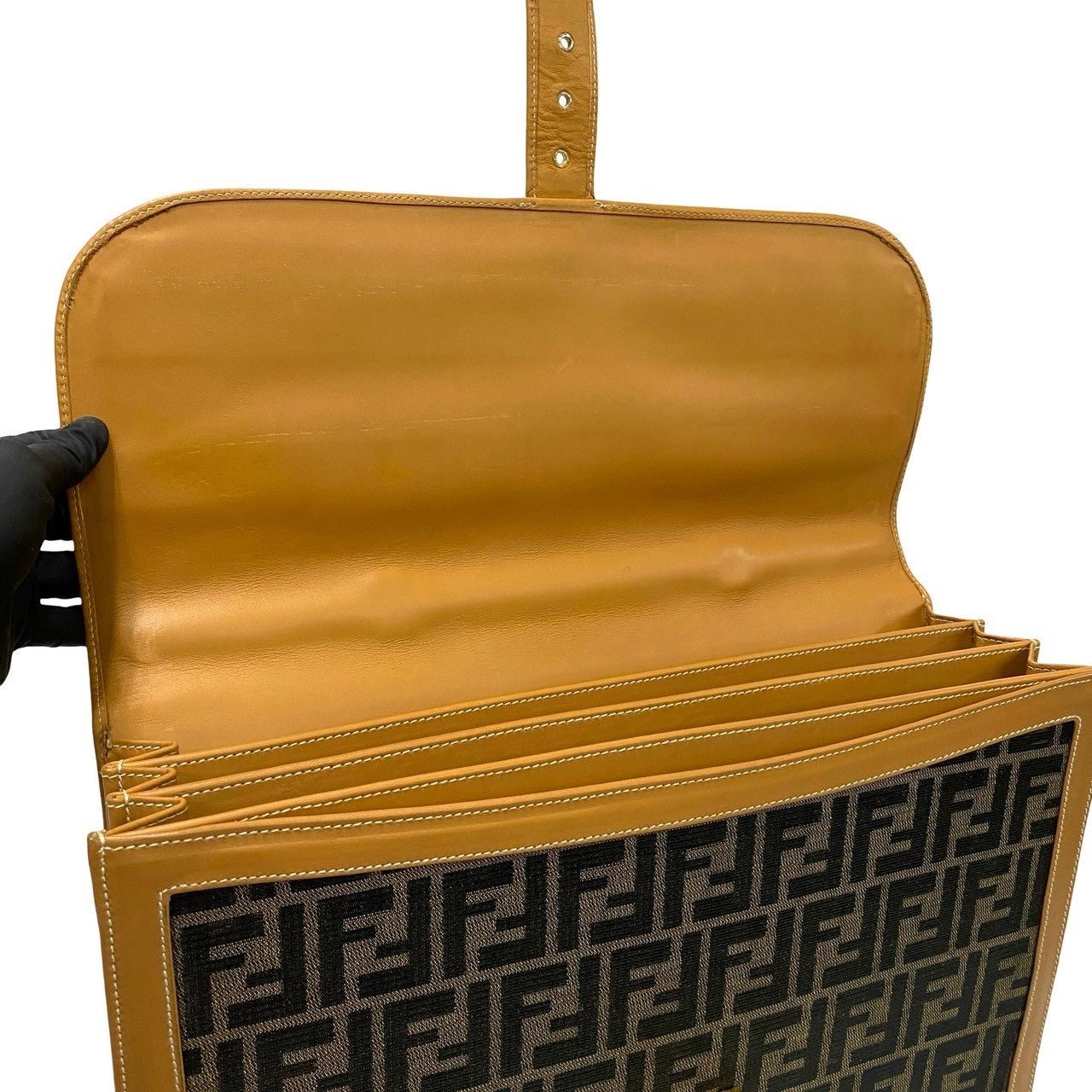 FENDI Business bag Canvas, Leather Brown Zucca FF Pattern mens Used Authentic