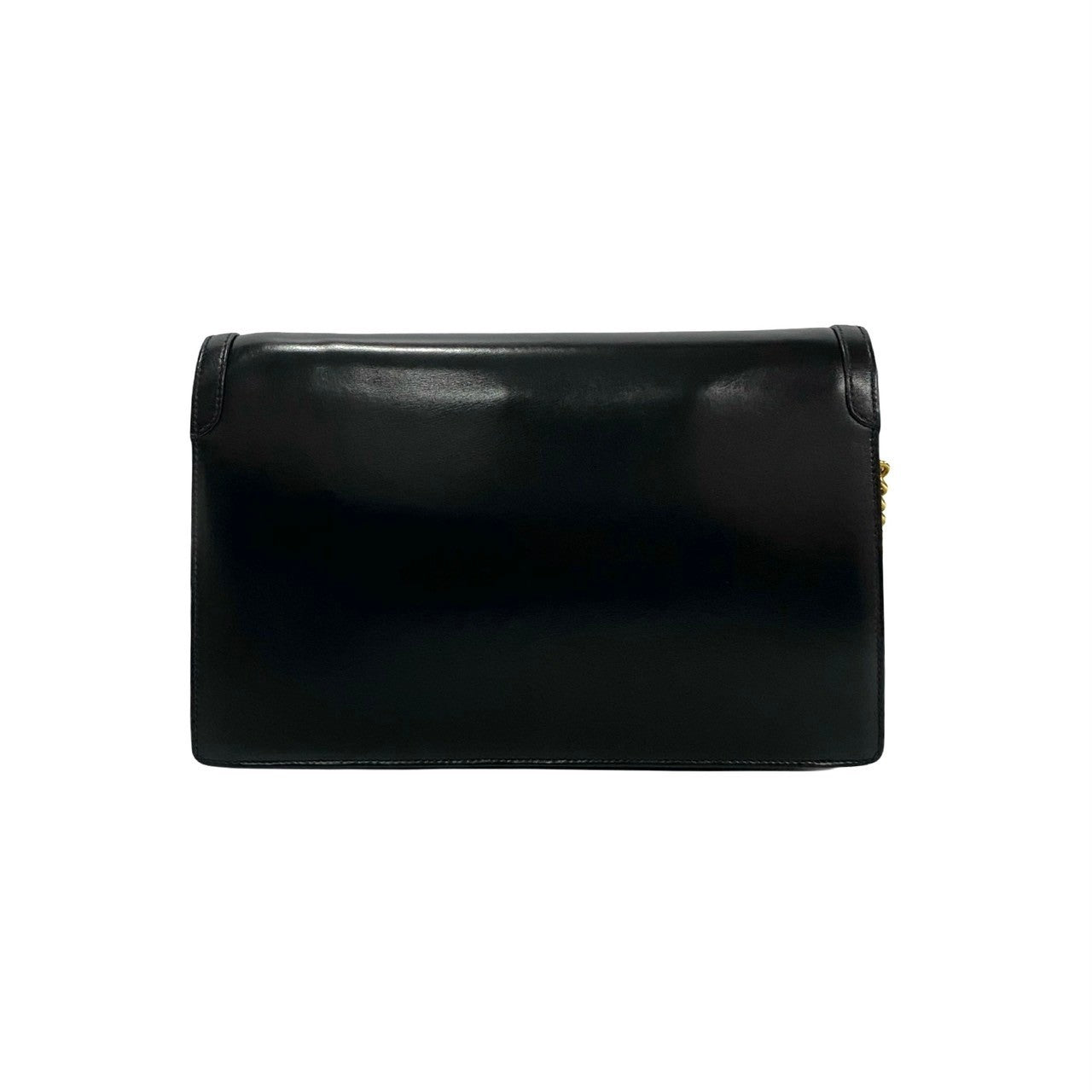 GUCCI Shoulder Bag leather black logo Metal Women Used Authentic