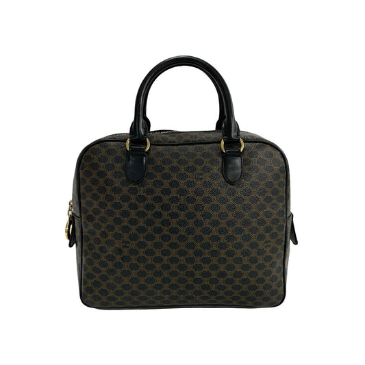 CELINE Handbag Leather, PVC black Macadam Blason Triomphe Pattern Women Used Authentic