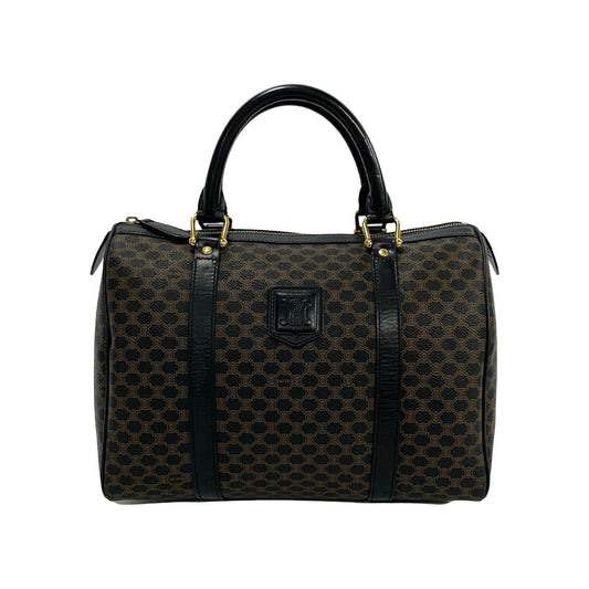 CELINE Handbag Leather, PVC black Macadam Blason Triomphe logo Women Used Authentic