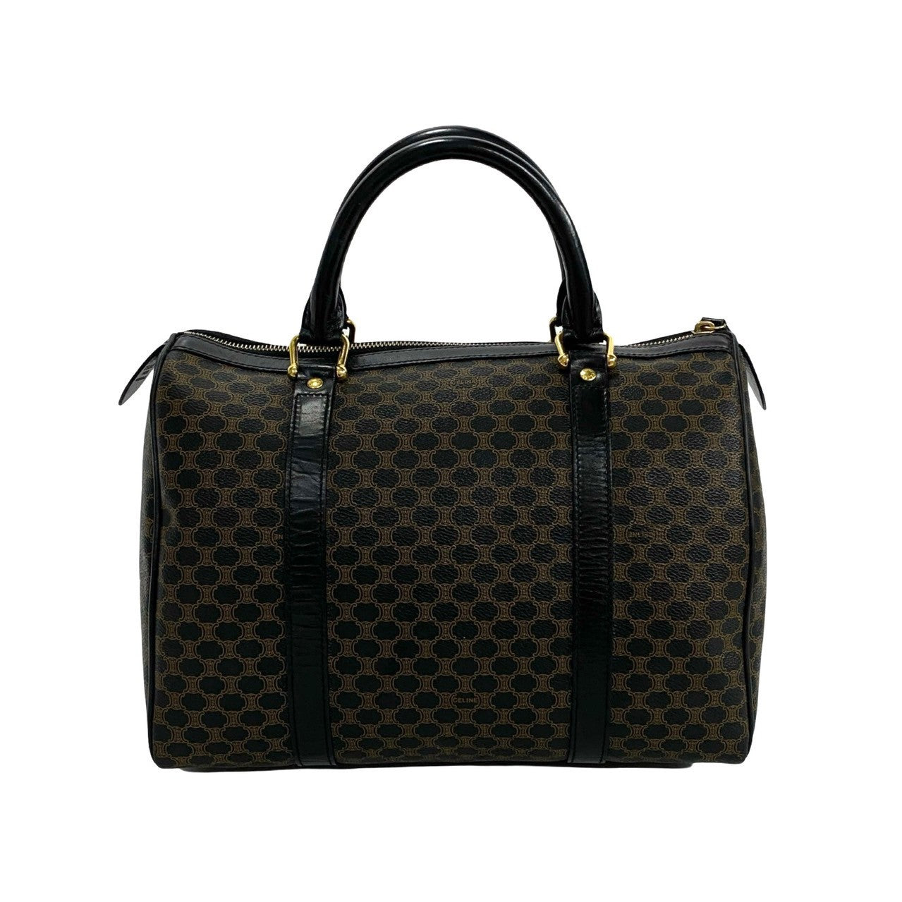 CELINE Handbag Leather, PVC black Macadam Blason Triomphe logo Women Used Authentic