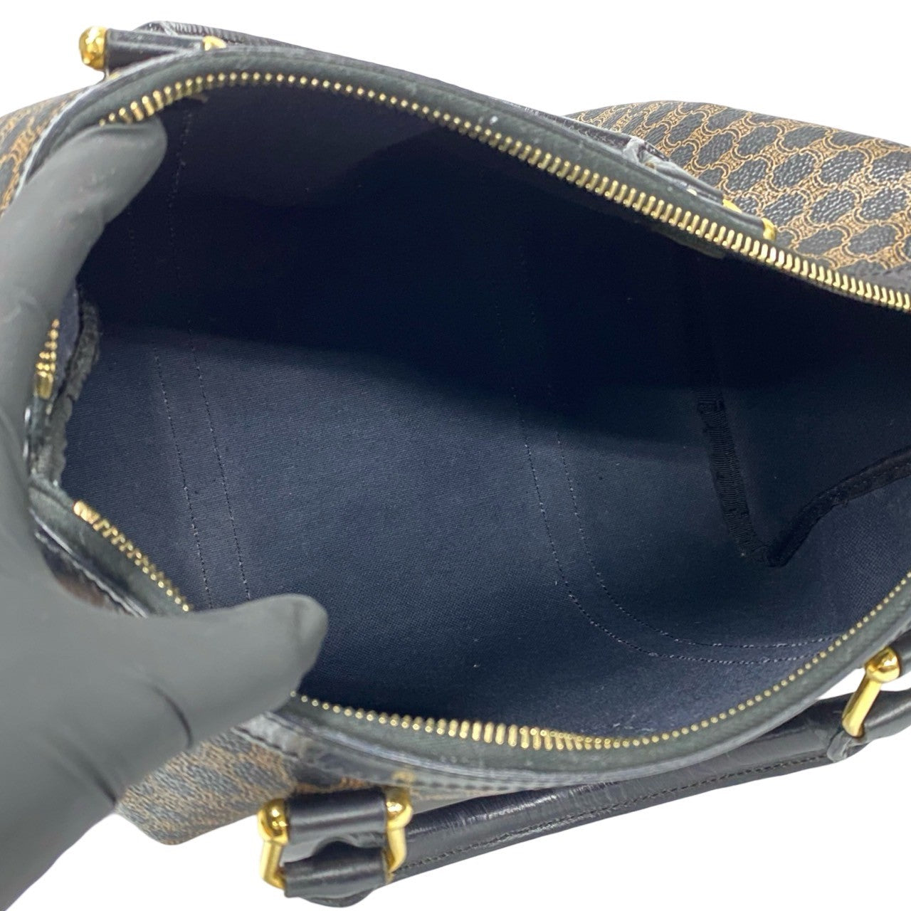 CELINE Handbag Leather, PVC black Macadam Blason Triomphe logo Women Used Authentic
