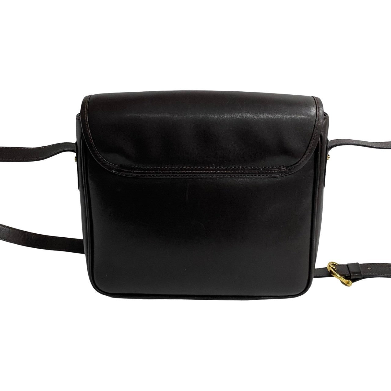 CELINE Shoulder Bag leather Brown Triomphe Metal Women Used Authentic