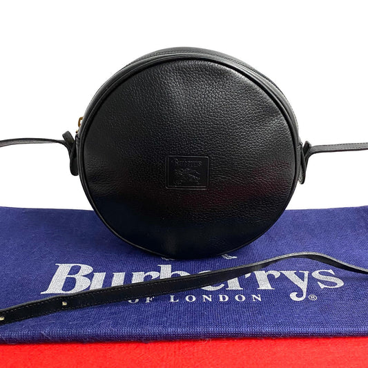 BURBERRY Shoulder Bag leather black Nova Check Women Used Authentic