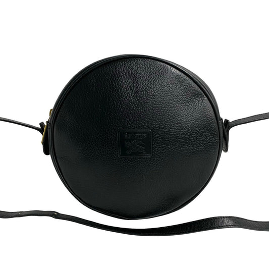 BURBERRY Shoulder Bag leather black Nova Check Women Used Authentic