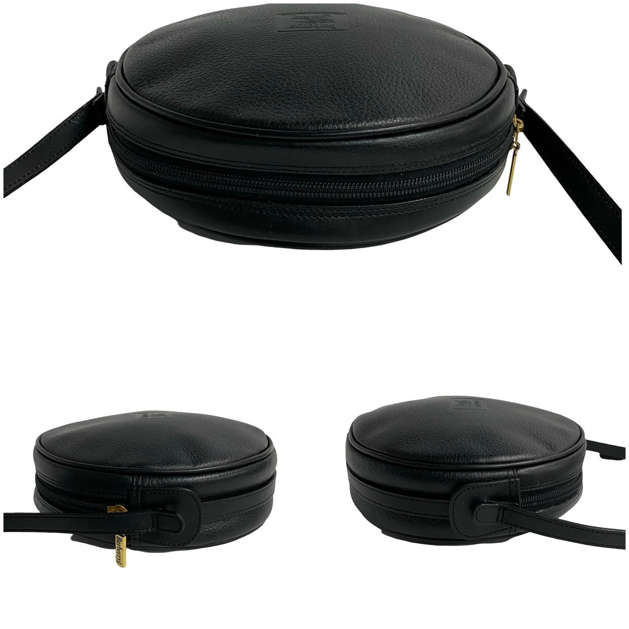 BURBERRY Shoulder Bag leather black Nova Check Women Used Authentic