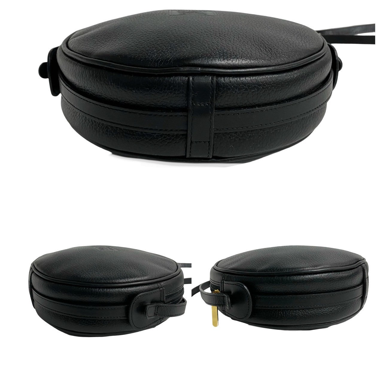 BURBERRY Shoulder Bag leather black Nova Check Women Used Authentic