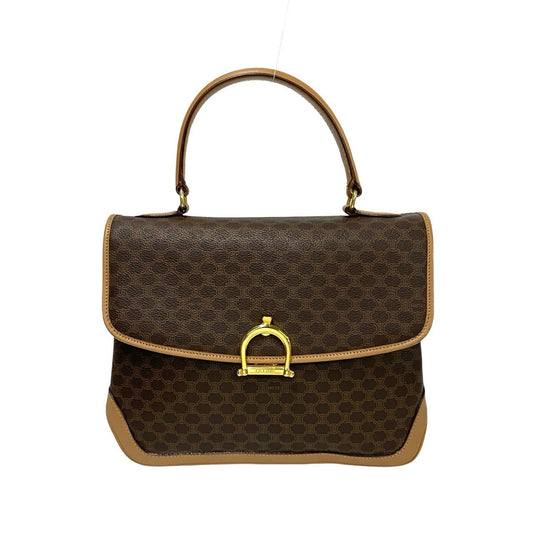 CELINE Handbag Leather, PVC Brown Macadam Brazon Women Used Authentic