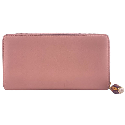 GUCCI Long Wallet Purse 453158 leather pink Nim Fair Bamboo