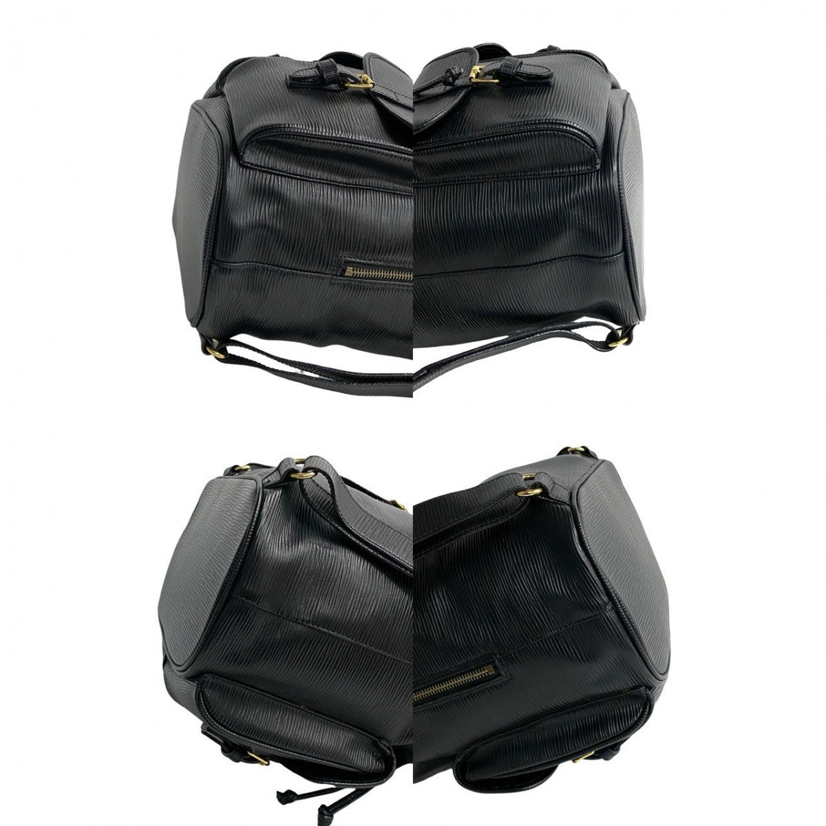 FENDI Backpack Epi Leather black FF logo Metal Women Used Authentic
