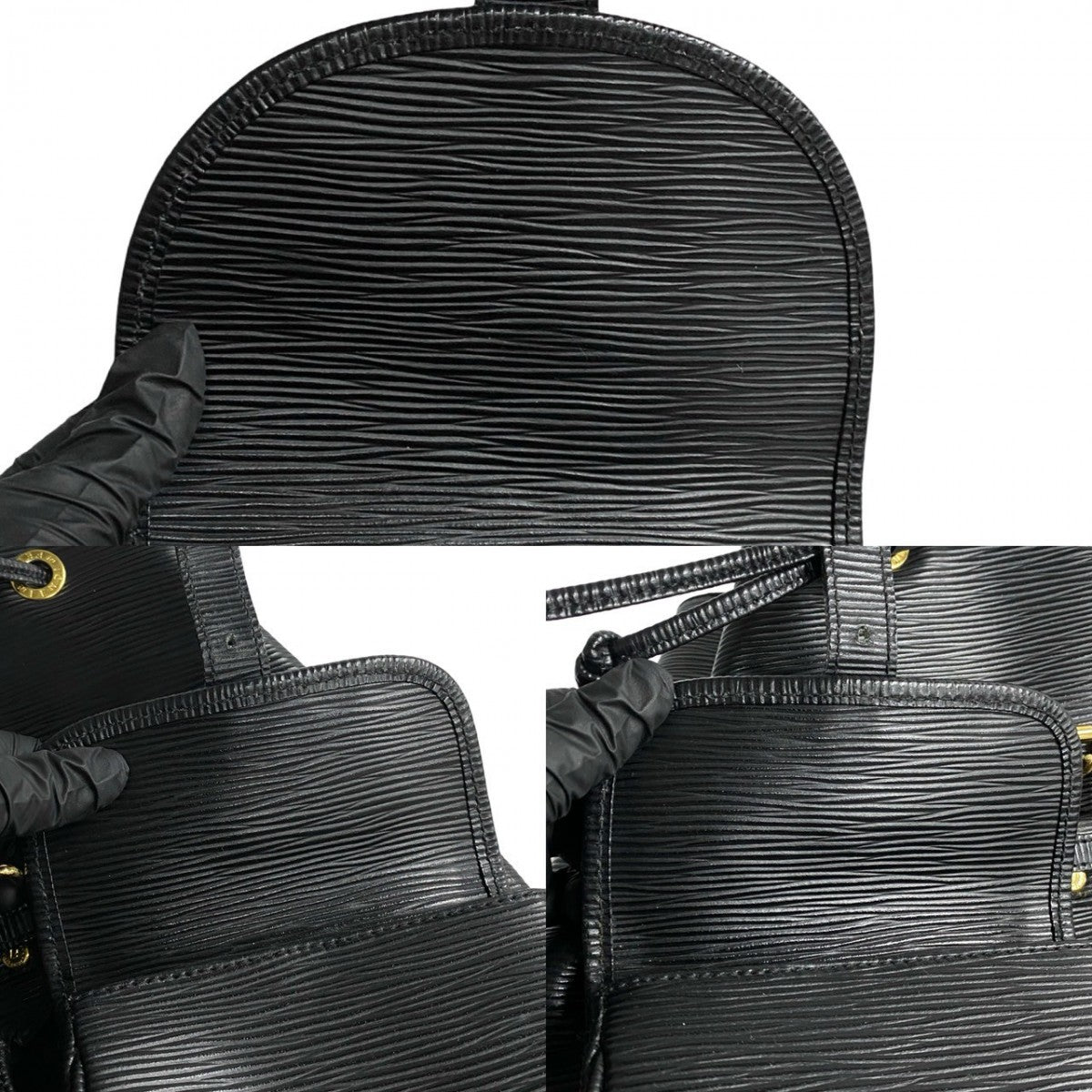 FENDI Backpack Epi Leather black FF logo Metal Women Used Authentic
