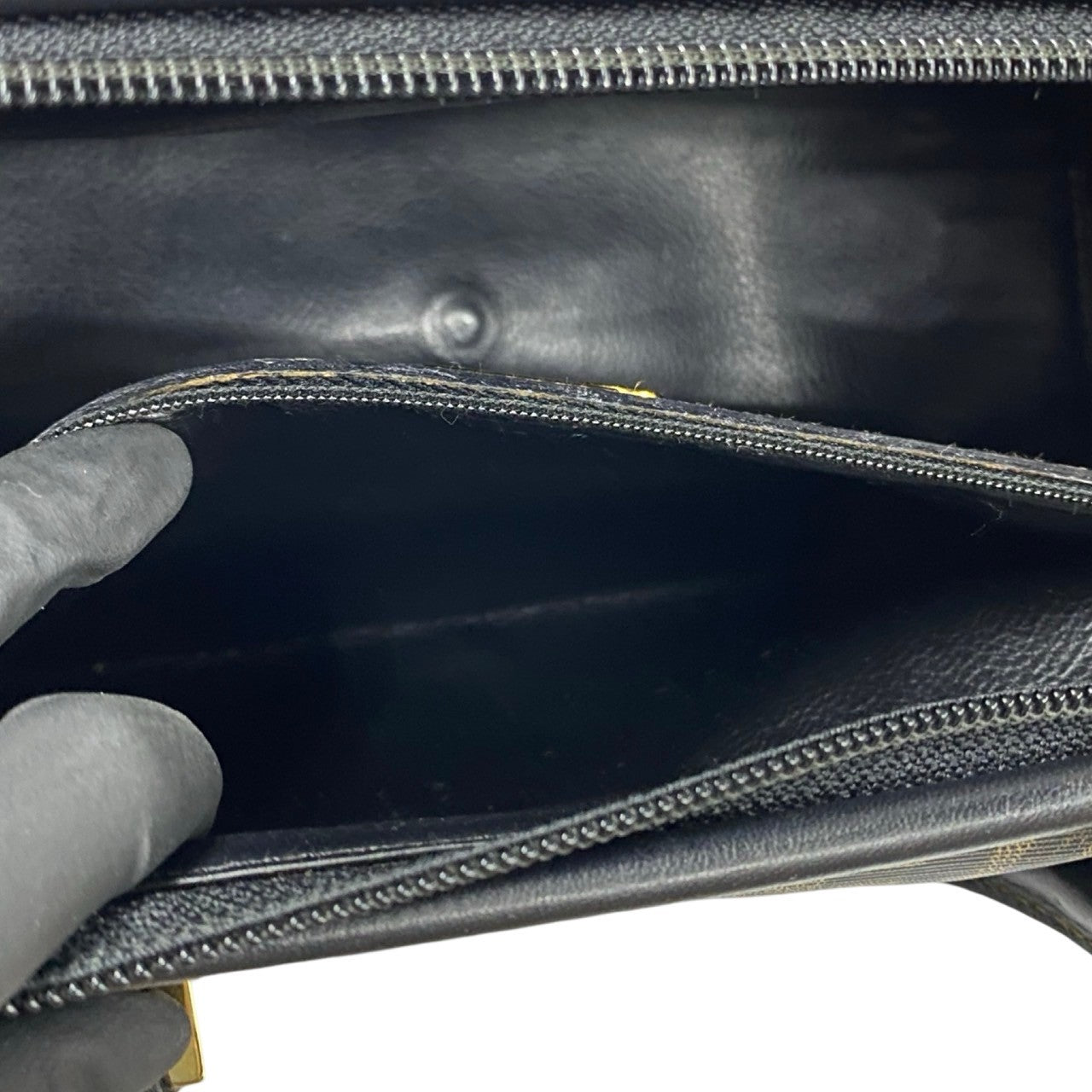 FENDI Handbag Leather, PVC black Zucca FF Pattern Women Used Authentic