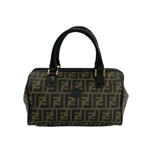 FENDI Handbag Leather, PVC black Zucca FF Pattern Women Used Authentic