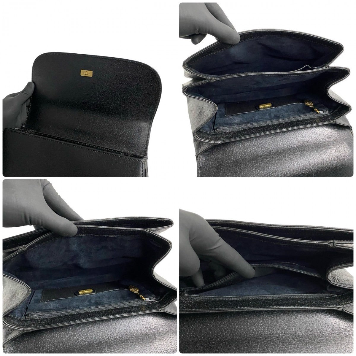 GUCCI Handbag leather black Bamboo Women Used Authentic
