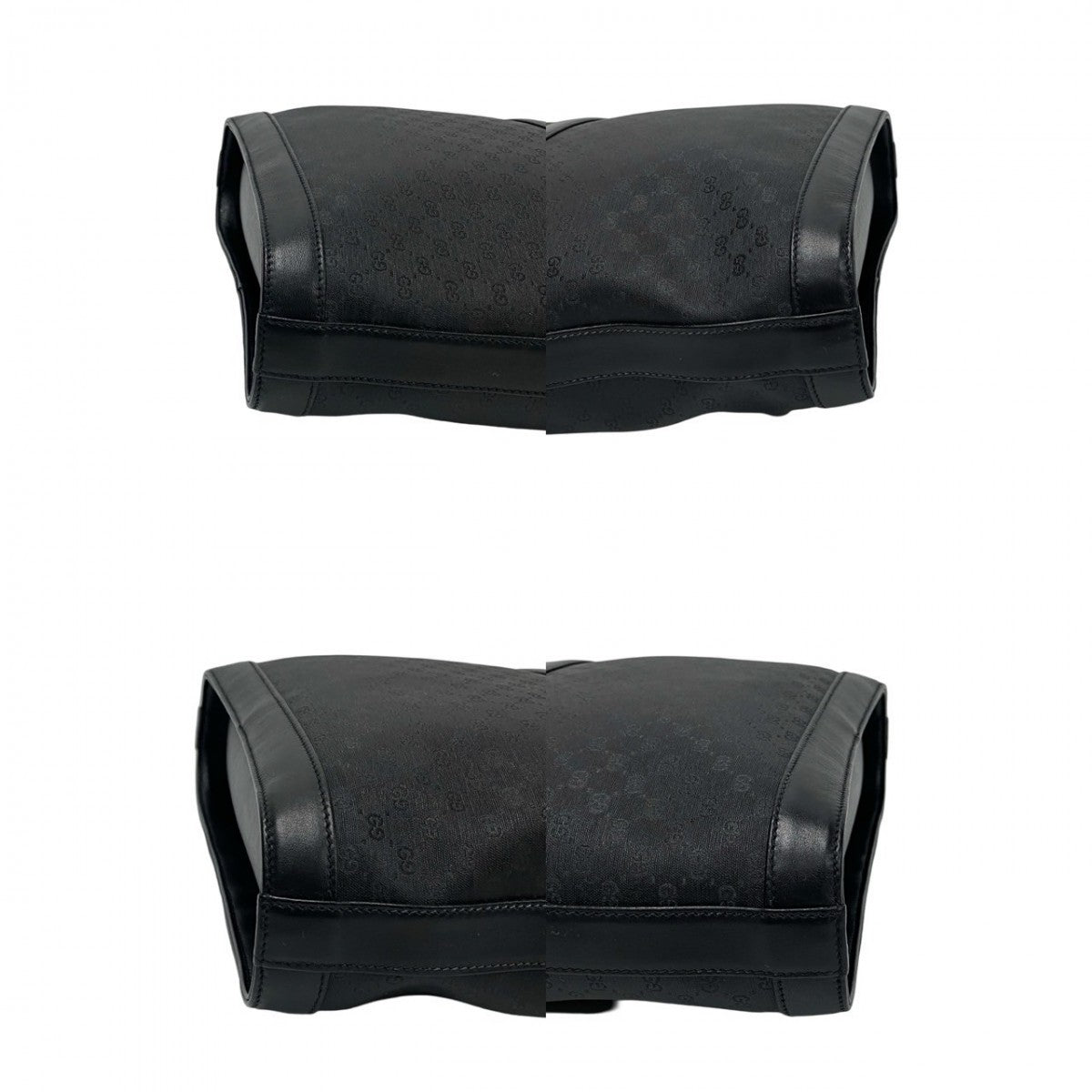 GUCCI Shoulder Bag Leather, PVC black Micro GG logo Pattern Sherry line Women Used Authentic