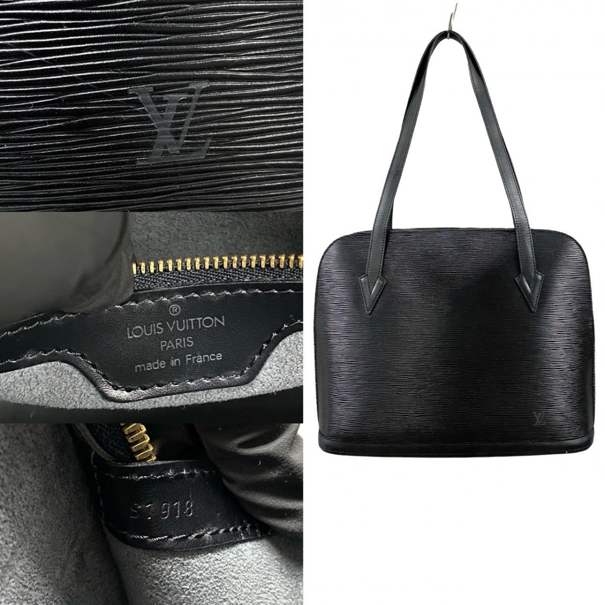 LOUIS VUITTON Tote Bag M52282 Epi Leather black Shoulder Bag Epi Lussac Women Used Authentic