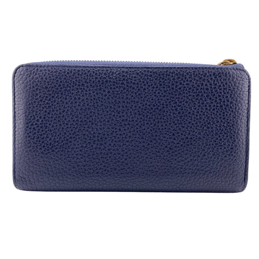 LOUIS VUITTON Long Wallet Purse M68582 Taurillon Clemence Blue Marine Portefeuille comet