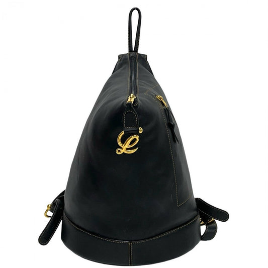 LOEWE Backpack leather black Anagram logo Metal Anton Women Used Authentic
