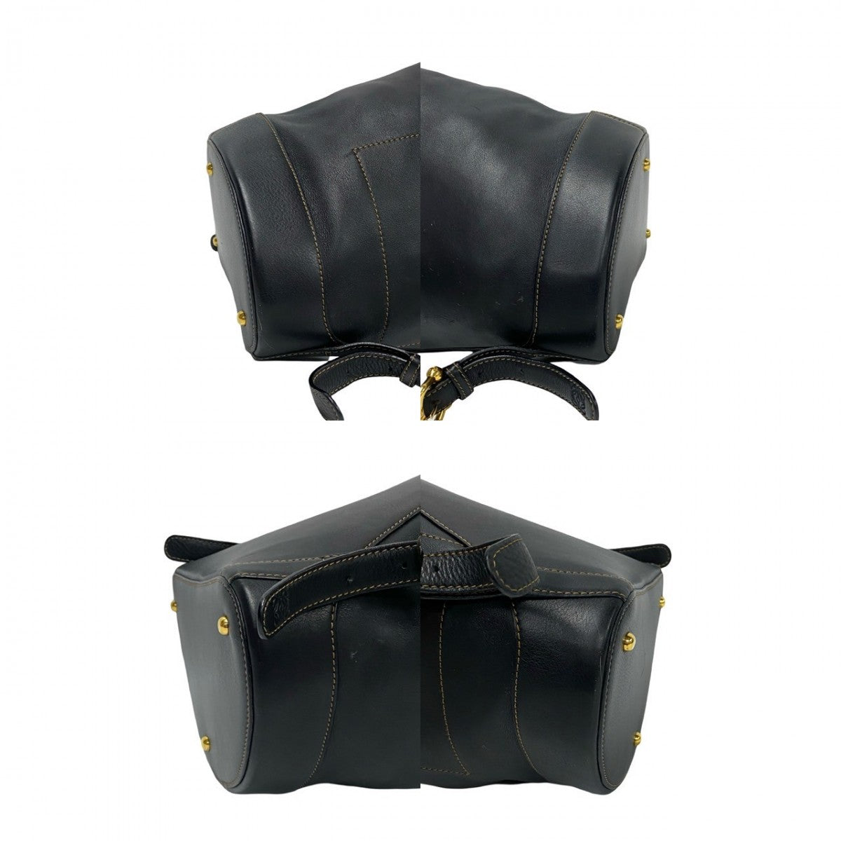 LOEWE Backpack leather black Anagram logo Metal Anton Women Used Authentic