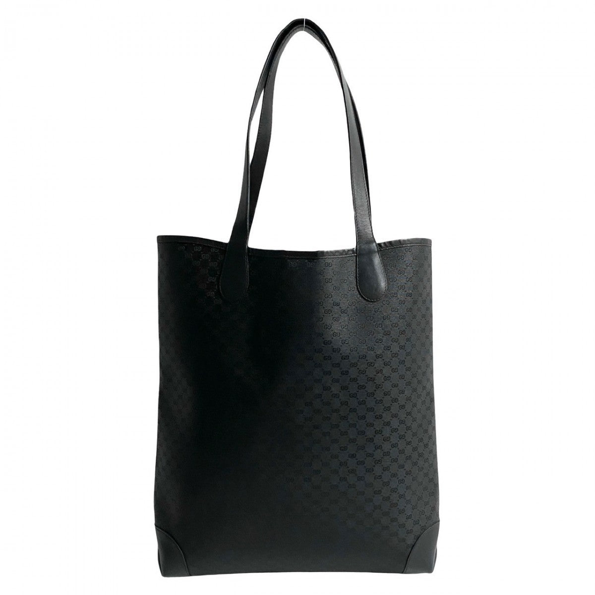 GUCCI Tote Bag Leather, PVC black GG logoMetal Sherry line mens Used Authentic