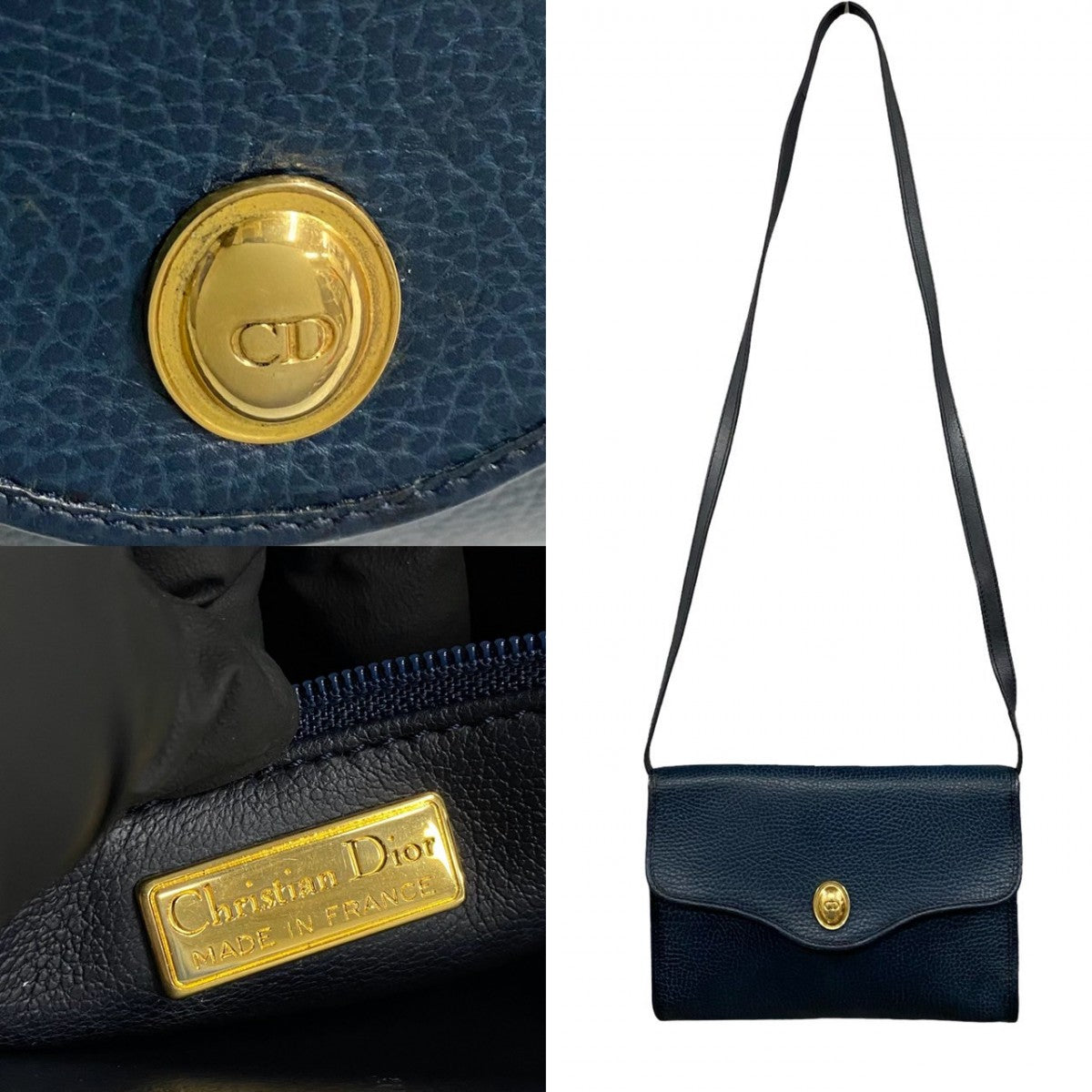 Dior Shoulder Bag leather Navy