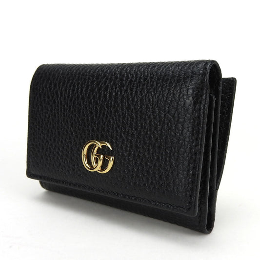 GUCCI Tri-fold wallet 644407 leather black GG Marmont unisex(Unisex) Used Authentic
