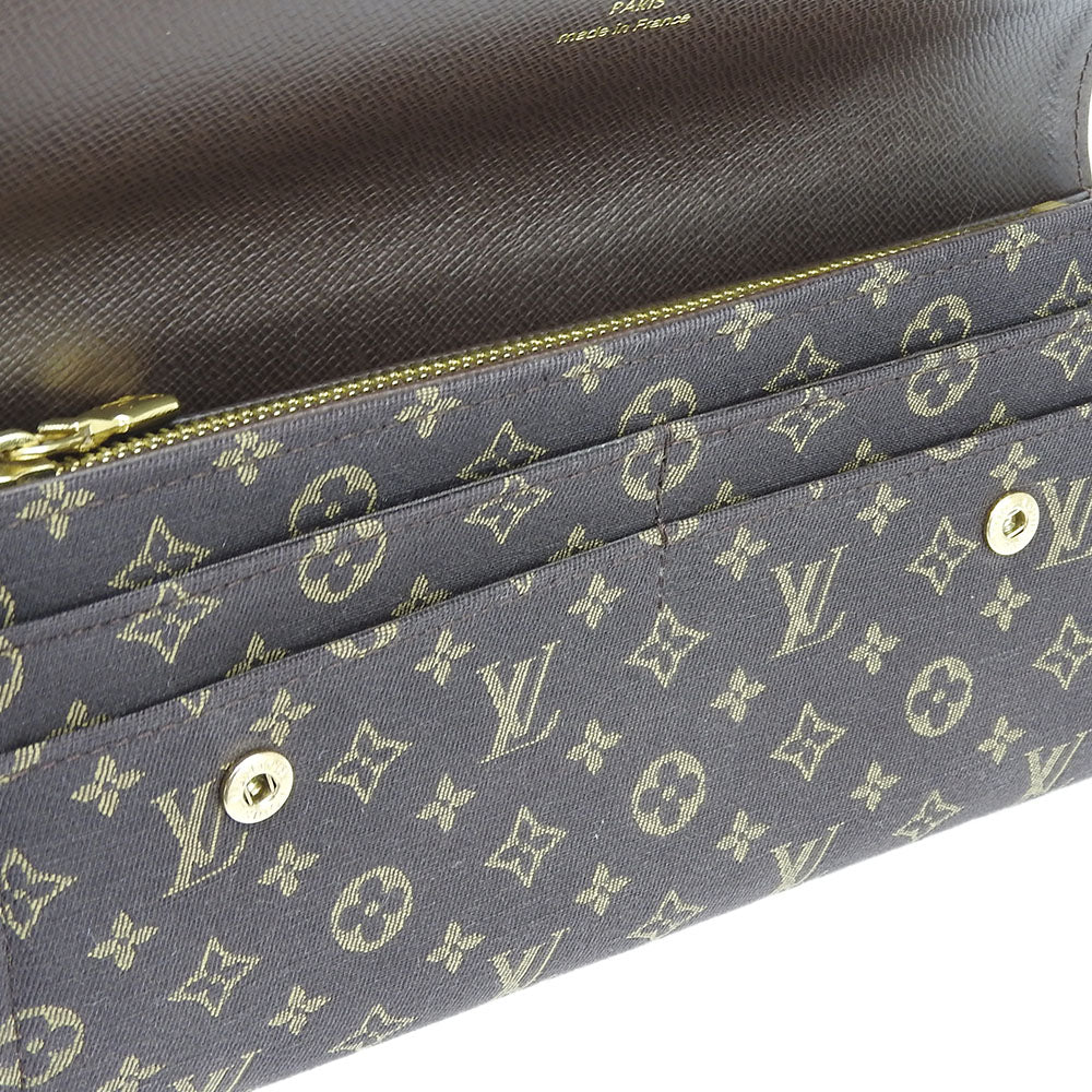 LOUIS VUITTON Long Wallet Purse M95234 Monogram mini run Brown Portefeuille Sara Women Used Authentic