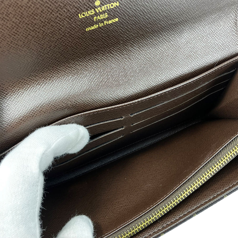 LOUIS VUITTON Long Wallet Purse M95234 Monogram mini run Brown Portefeuille Sara Women Used Authentic