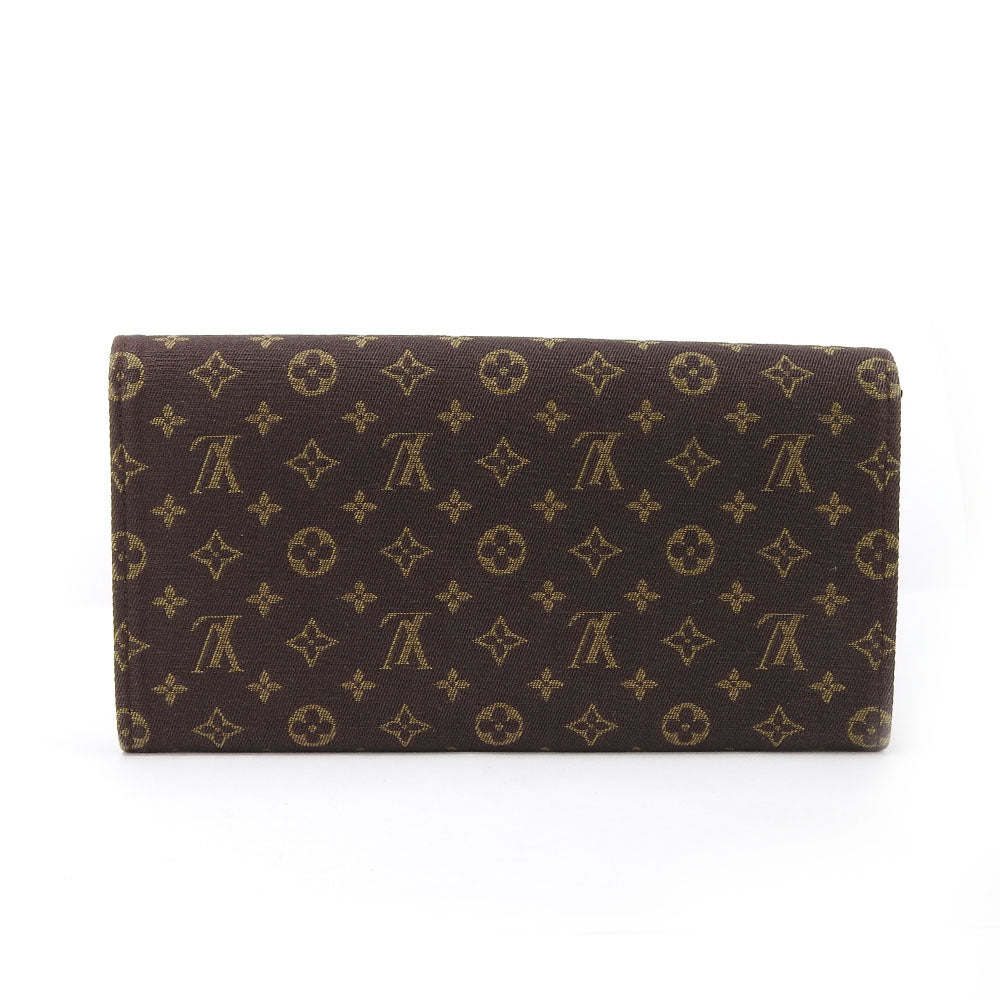 LOUIS VUITTON Long Wallet Purse M95234 Monogram mini run Brown Portefeuille Sara Women Used Authentic