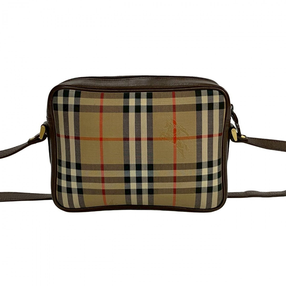 BURBERRY Shoulder Bag Canvas, Leather Brown Nova Check Shadow Horse logo Metal Women Used Authentic