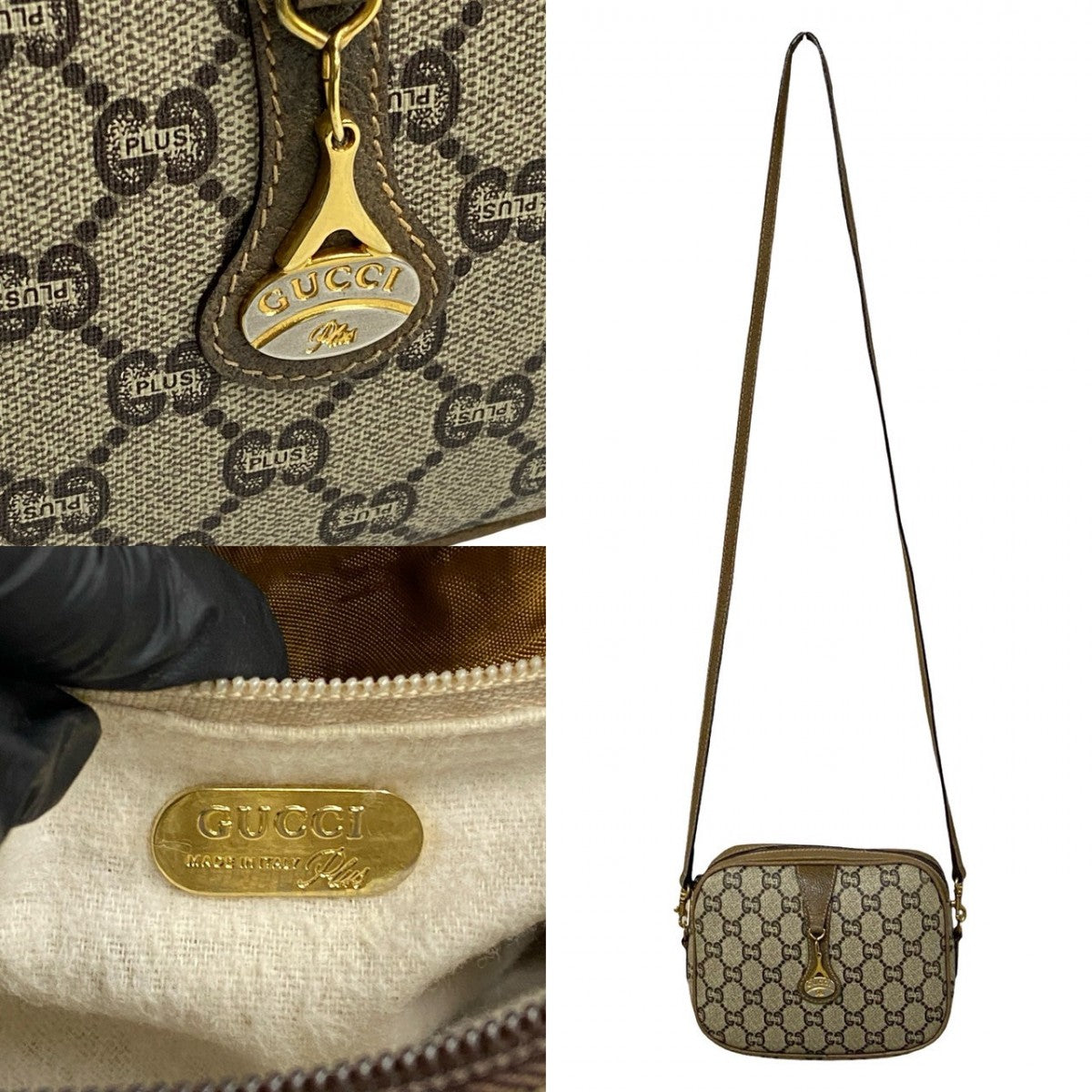 GUCCI Shoulder Bag Leather, PVC Brown gucci plus Women Used Authentic