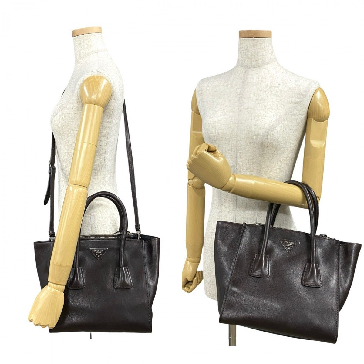 PRADA Shoulder Bag leather Brown