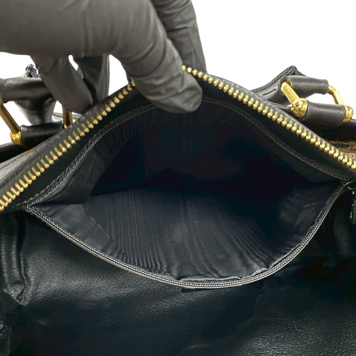 CELINE Handbag Leather, PVC black Macadam Blason Triomphe Pattern Women Used Authentic