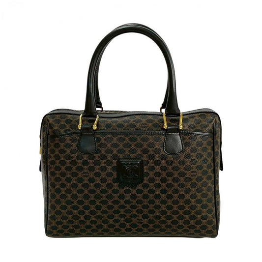 CELINE Handbag Leather, PVC black Macadam Blason Triomphe Pattern Women Used Authentic